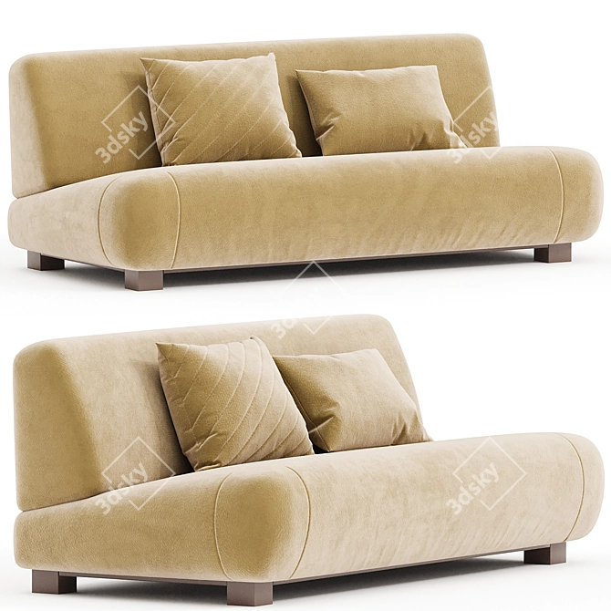 Cozy Chic Fabric 2-Seater Sofa 3D model image 1