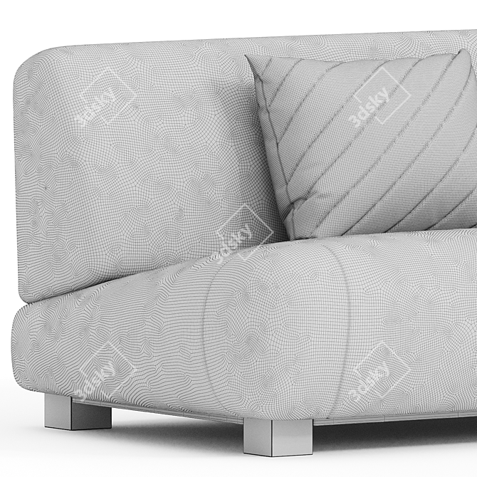 Cozy Chic Fabric 2-Seater Sofa 3D model image 3