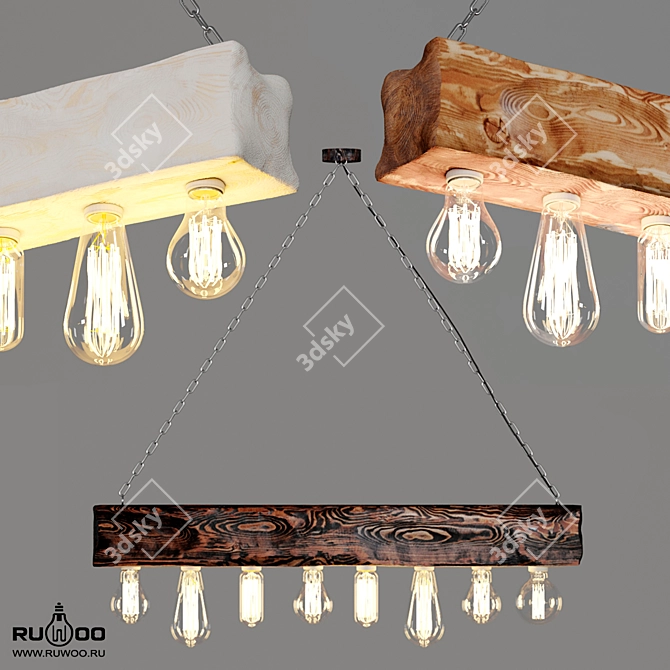 Retro Edison Pine Pendant Light 3D model image 1