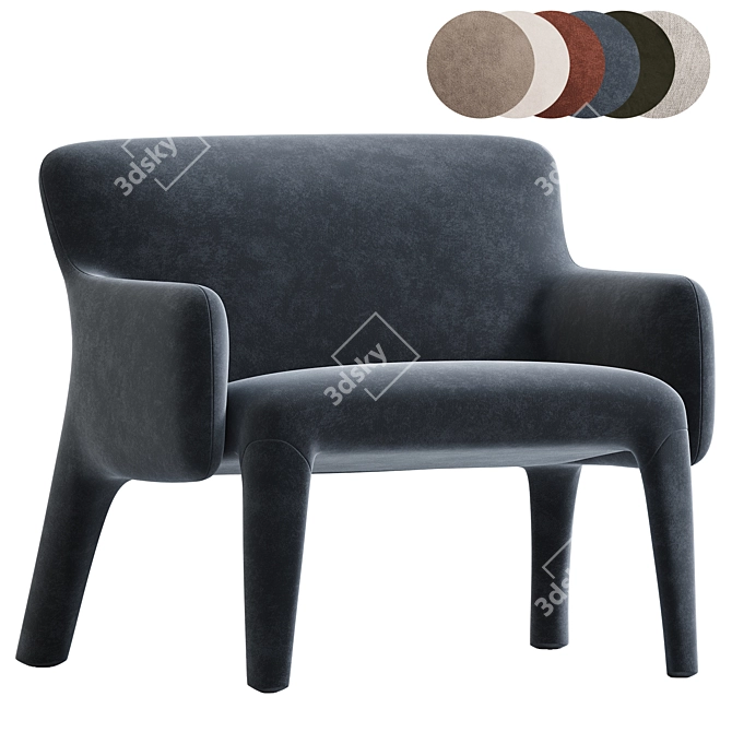 Modern Molteni Armchair Collection in 3D 3D model image 3