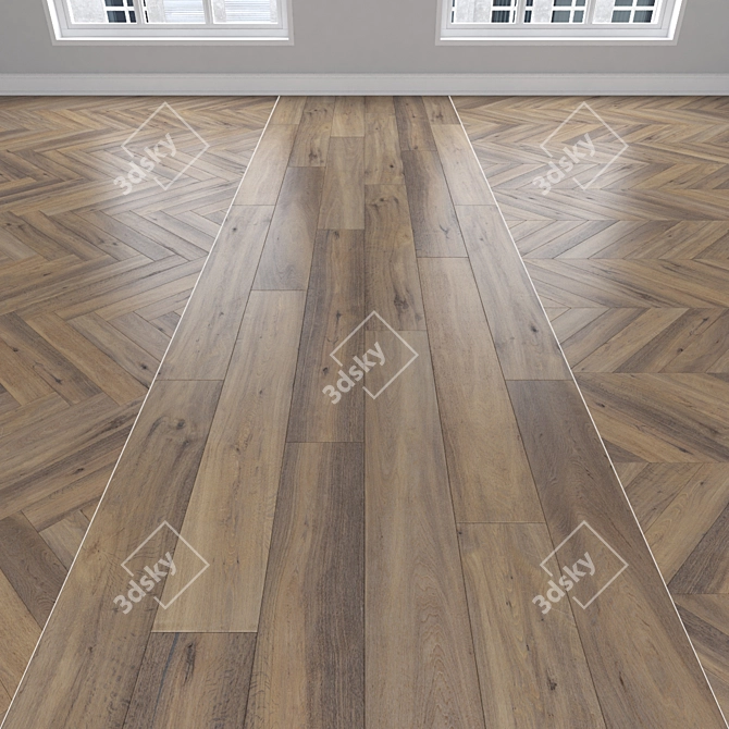 Oak Parquet Module Set 3D model image 1