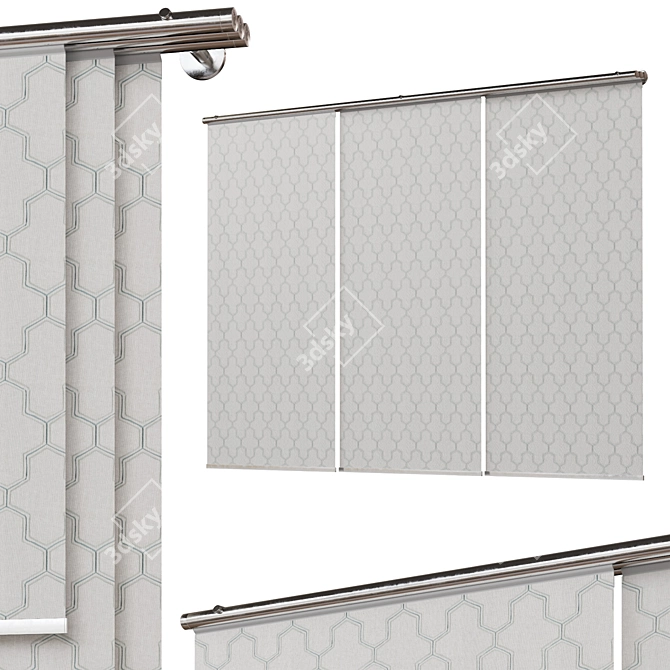 Sliding Roman Blinds Set 3D model image 1