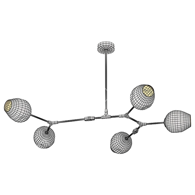 Elegant Trident Chandelier Brass Clear 3D model image 2