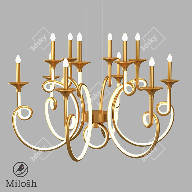 Elegant Milosh Tendence Gold Chandelier 3D model image 1