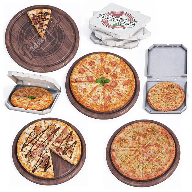 Italian Pizza Set: Realistic 3D 3D model image 1