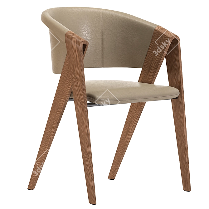 Designer Walnut Spin Armchair 3D model image 2