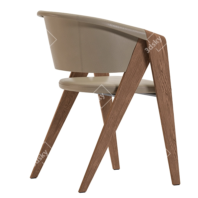 Designer Walnut Spin Armchair 3D model image 4