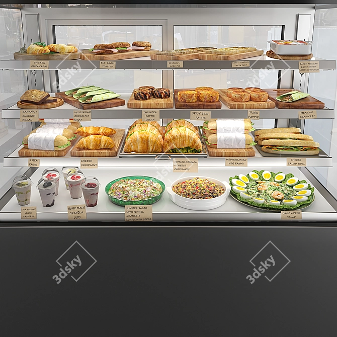 Stainless Steel Food Showcase Display 3D model image 2