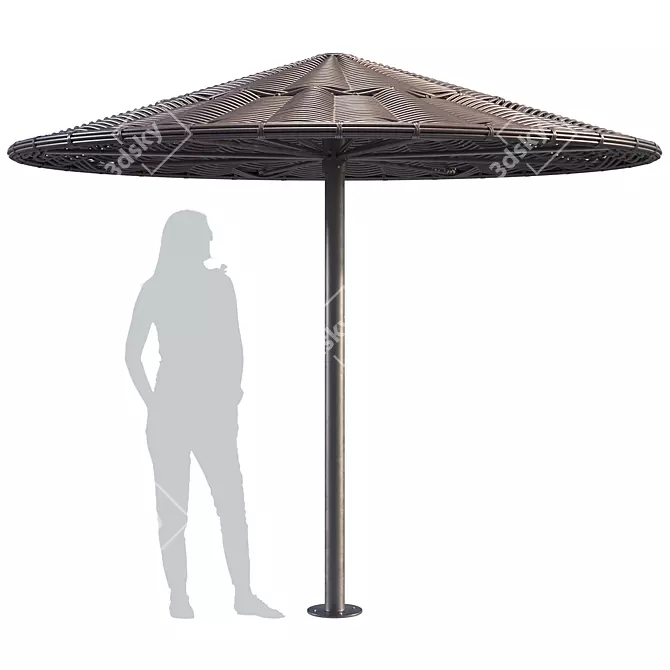 Rattan Beach Umbrella Premium 3D model image 1