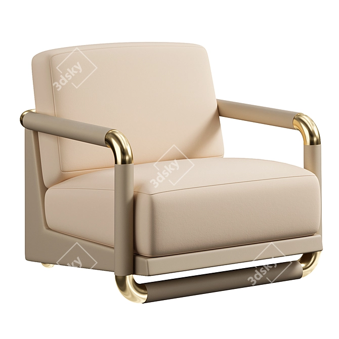 Modern Velvet Gold Armchair 3D model image 1