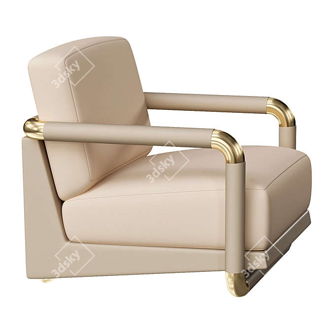 Modern Velvet Gold Armchair 3D model image 2