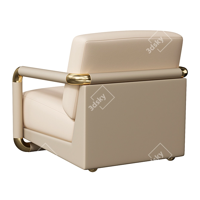 Modern Velvet Gold Armchair 3D model image 3