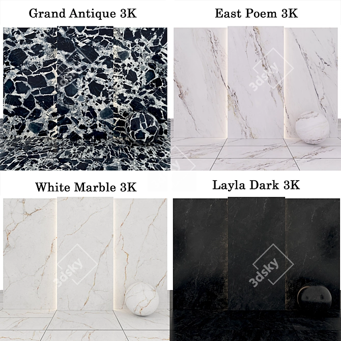 Luxury Marble Texture Collection 3D model image 2