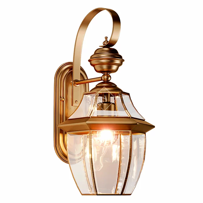 Deco Brass Glass Sconce Outdoor 3D model image 1