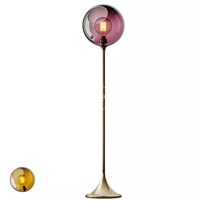 Elegant Ballroom Purple Gold Lamp 3D model image 1