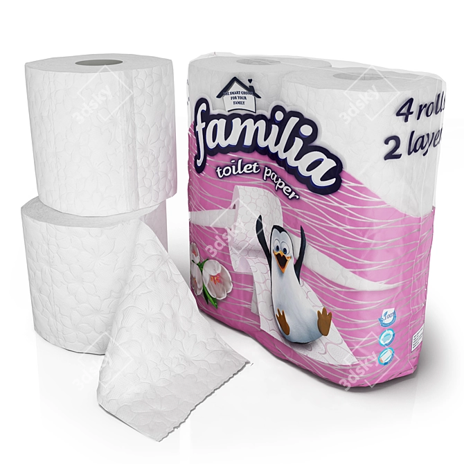  2x2 Toilet Paper Rolls Pack 3D model image 1