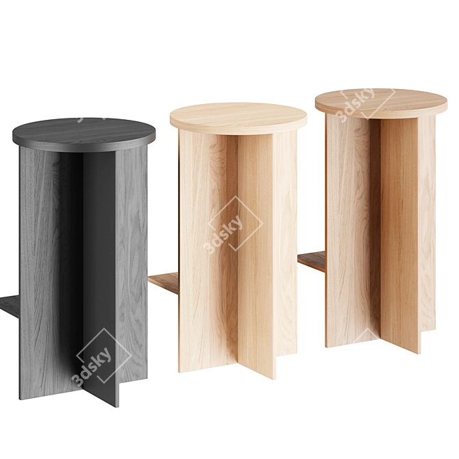 Modern Leather Bar Stool Cue 3D model image 2