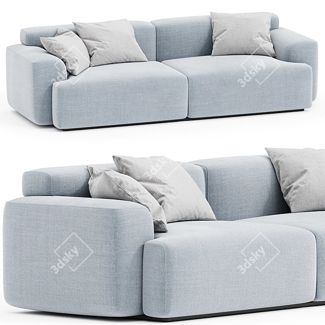 Stylish Avalon Steel Boucle Sofa 3D model image 1