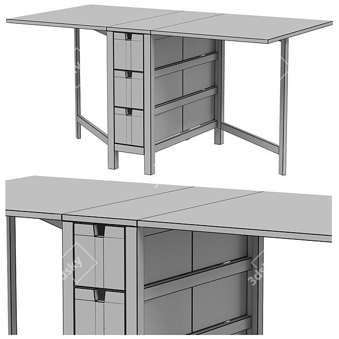 Compact IKEA NORDEN Folding Desk 3D model image 5