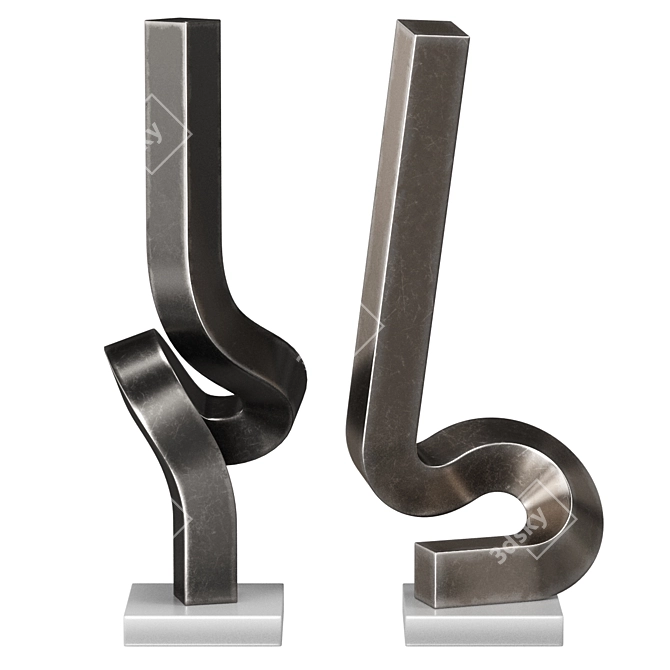 Abstract Metal Sculptures Interior deco 3D model image 1