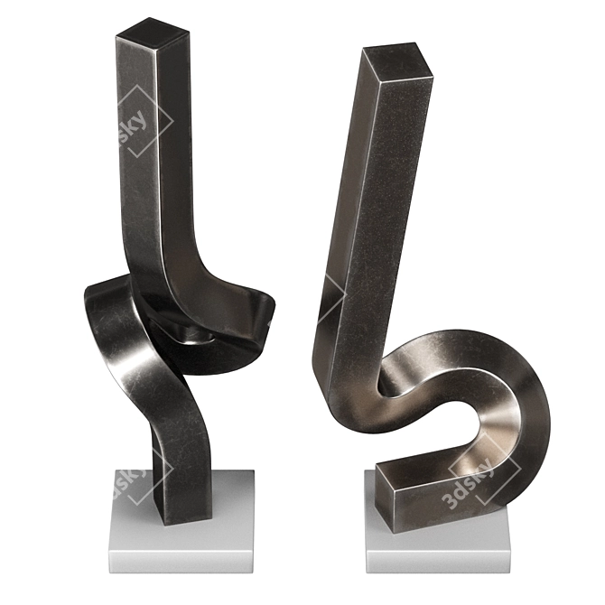 Abstract Metal Sculptures Interior deco 3D model image 2