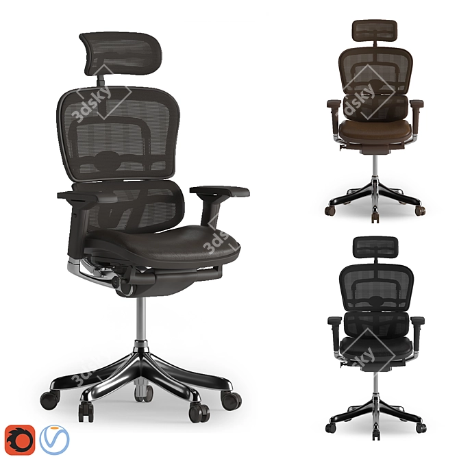 Ergohuman 3D Leather Office Chair 3D model image 6