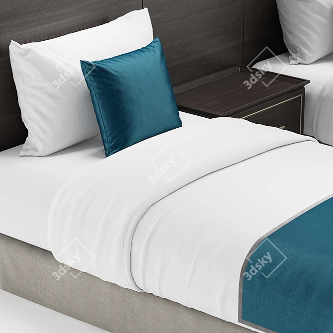 Hotel Room Single Bed: Compact 3D model image 3