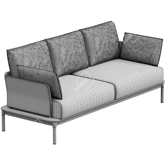 Elegant Reva Sleek Comfort Sofa 3D model image 3