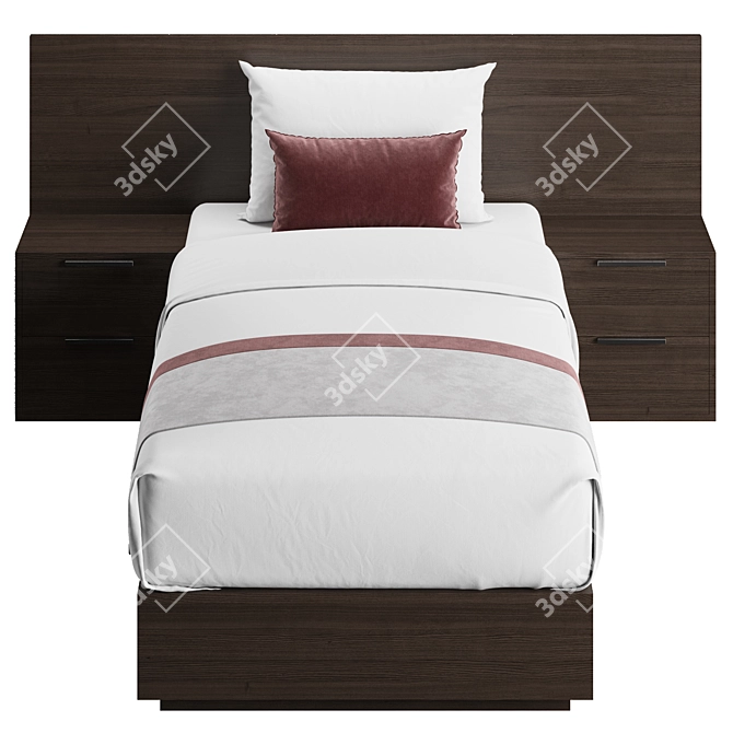 Compact Hotel Single Bed 3D model image 2