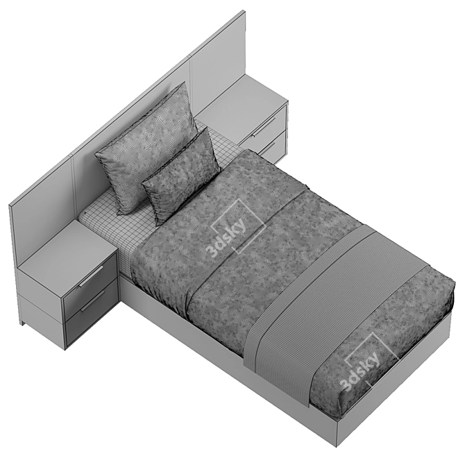 Compact Hotel Single Bed 3D model image 5