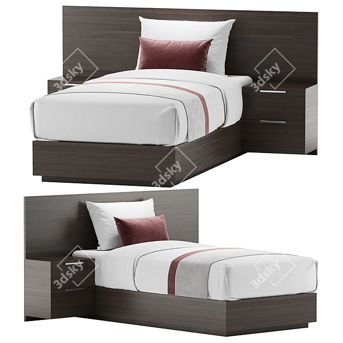 Compact Hotel Single Bed 3D model image 6