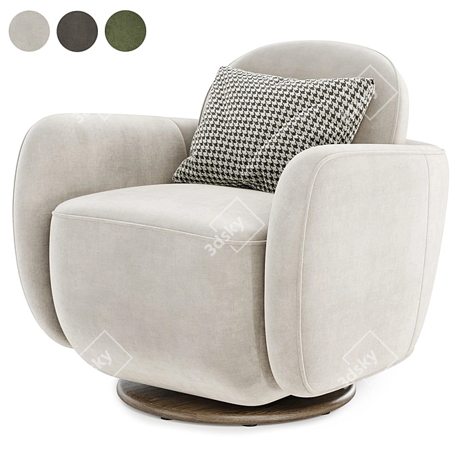 Plush Swivel Lounge Chair 3D model image 1