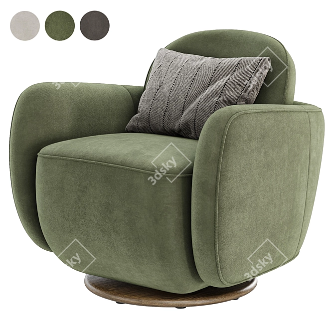 Plush Swivel Lounge Chair 3D model image 3