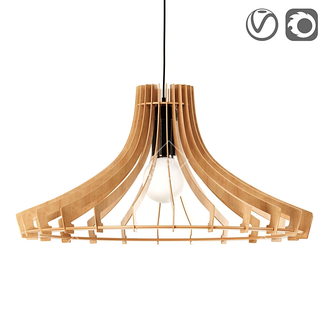 Scandinavian Wooden Pendant Light, Bela 3D model image 1