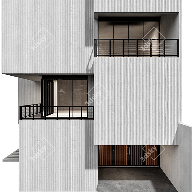 Modern Dual Facade Building Model 3D model image 6