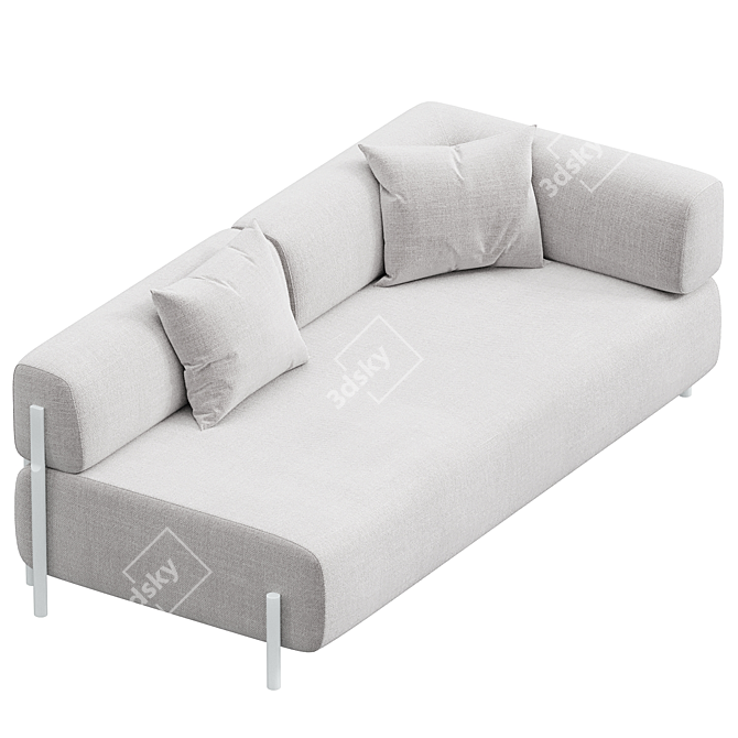 Modern 2-Seater Chaise Hem 3D model image 2