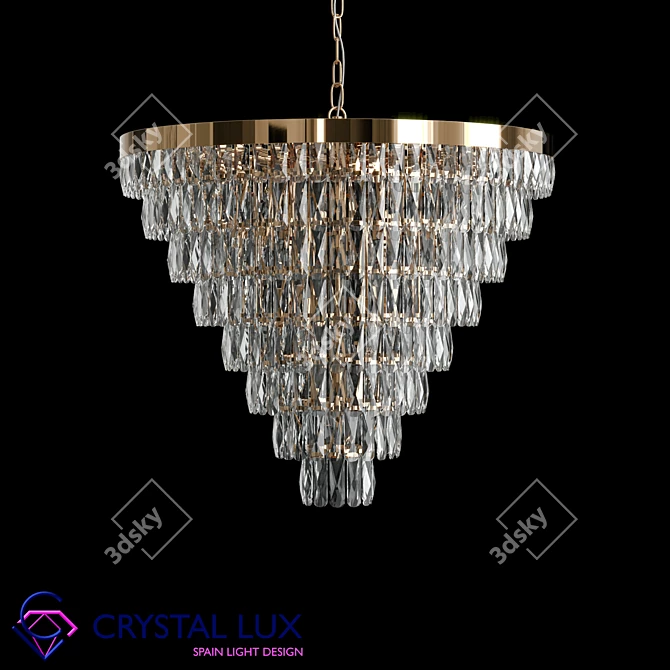 Crystal Lux Abigail Gold Chandelier 3D model image 1