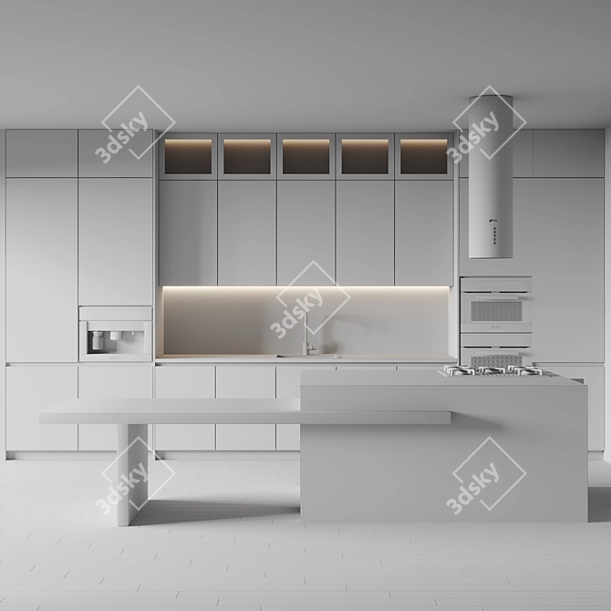 Modern Kitchen 3D Model Kit 3D model image 5