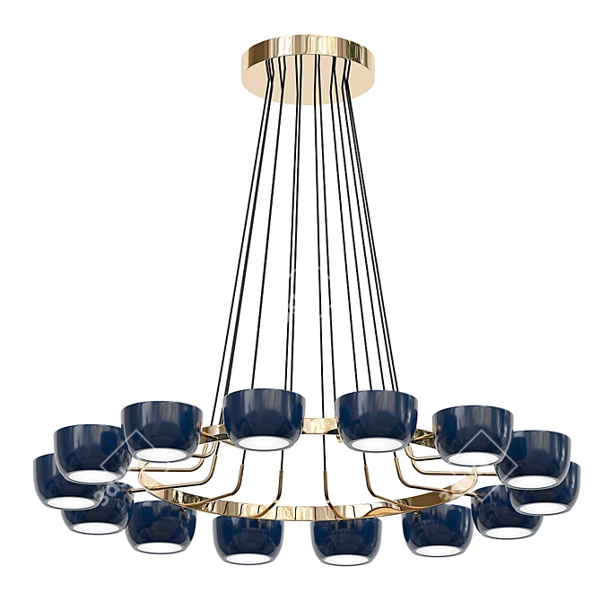 Italian Modern Blue Chandelier Stilnovo 3D model image 1