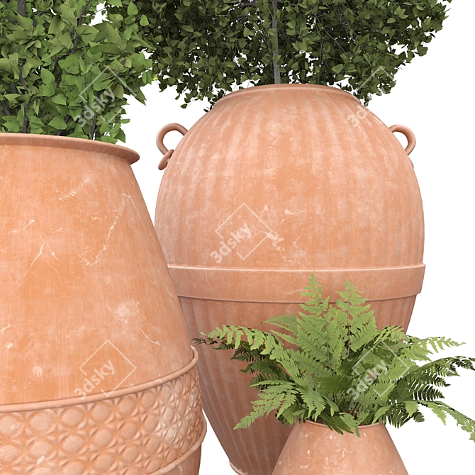 Botanical Beauties in Clay Pots 3D model image 9