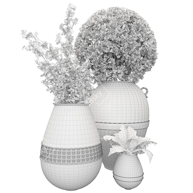 Botanical Beauties in Clay Pots 3D model image 14