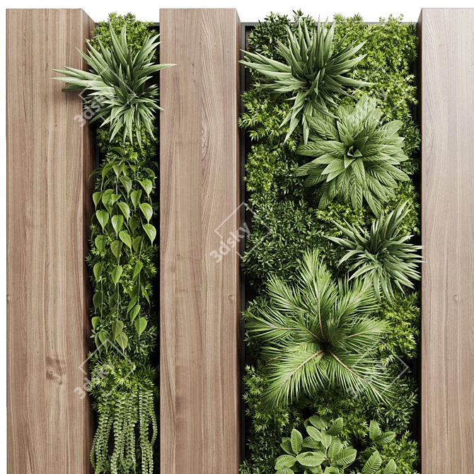 Wooden Frame Vertical Garden Decor 3D model image 4