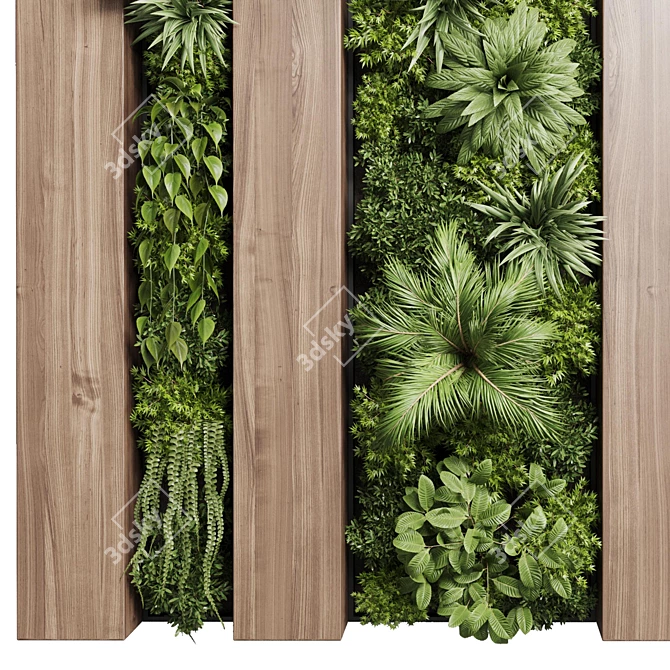 Wooden Frame Vertical Garden Decor 3D model image 5