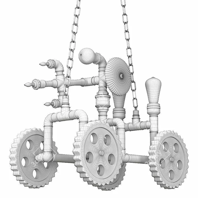 Industrial Robot Gear Chandelier Lighting 3D model image 2