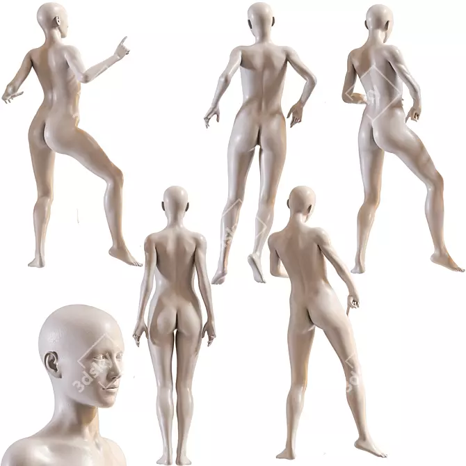 Modern Female Mannequin Collection Set 3D model image 2