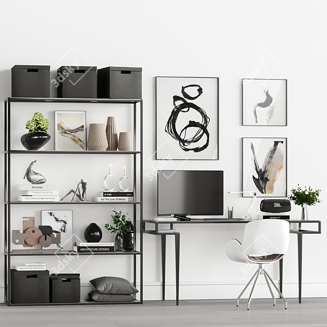 Minimalist Home Office Set 3D model image 2