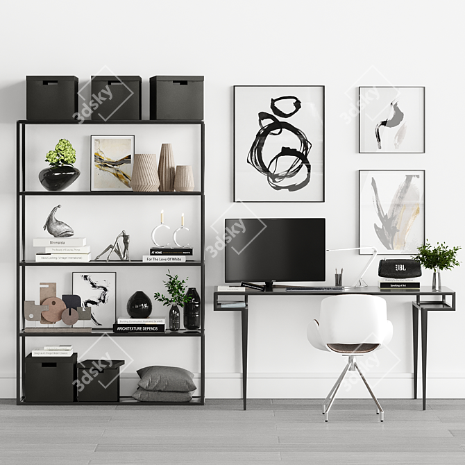 Minimalist Home Office Set 3D model image 3