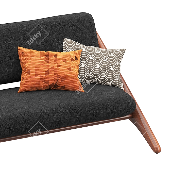 Modern Angolo Velvet Espresso Sofa 3D model image 10