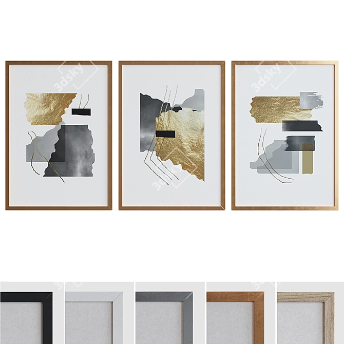 Modern Abstract Picture Frame Set 3D model image 1