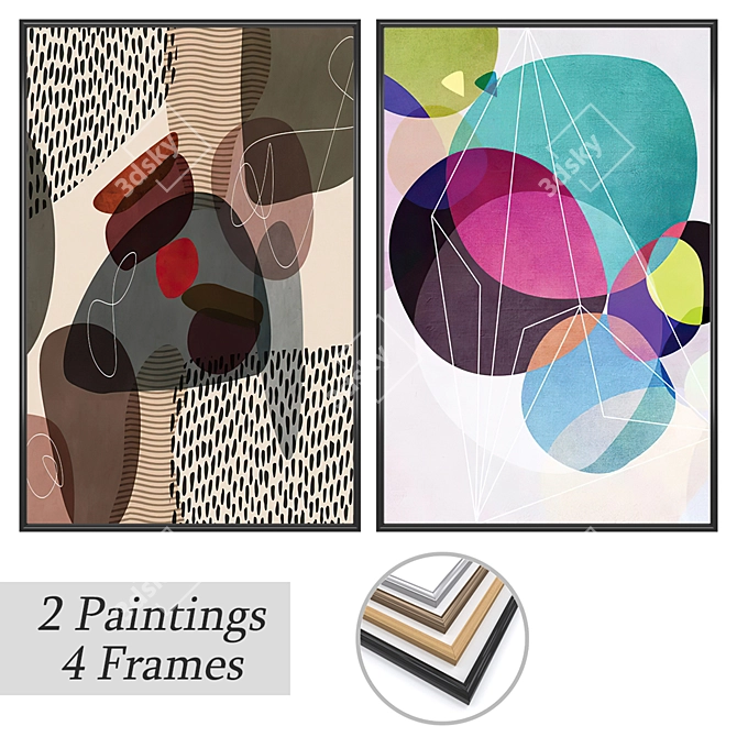 Collection of 2 Artworks & 4 Frame Options 3D model image 1